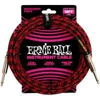 Ernie Ball 6396 Шнур инструментальный JACK 1/4" (прямой) ⇔ JACK 1/4" (прямой), 5.5м, красный/черный