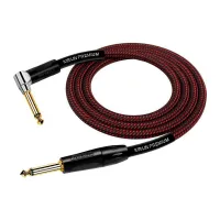Kirlin IWB-202BFGL 6M BR Шнур гитарный JACK 1/4"(прямой) ⇔ JACK 1/4"(угловой), 6 метров, черн/красн