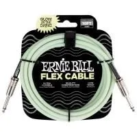 Ernie Ball 6436 Шнур гитарный Flex GLOW JACK1/4"(прямой) ⇔ JACK1/4"(прямой), 3м, светится в темноте