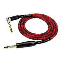 Kirlin IWB-202BFGL 3M WBR Шнур гитарный JACK 1/4"(прямой) ⇔ JACK 1/4"(угловой), 3м., красная волна