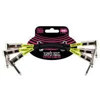 Ernie Ball 6050 Набор из 3-х патчей JACK 1/4" (угловой) ⇔ JACK 1/4" (угловой), 15см, чёрные