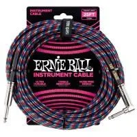Ernie Ball 6063 Шнур инструментальный JACK 1/4" (прямой) ⇔ JACK 1/4" (угловой), 7.62м., разноцветный