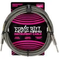 Ernie Ball 6429 Шнур инструментальный JACK 1/4" (прямой) ⇔ JACK 1/4" (прямой), 3м, чёрный/серебро