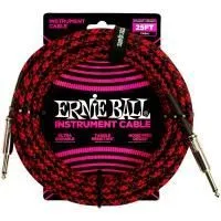 Ernie Ball 6398 Шнур инструментальный JACK 1/4" (прямой) ⇔ JACK 1/4" (прямой), 7.6м, красный/черный