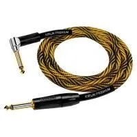 Kirlin IWB-202BFGL 3M WBO Шнур гитарный JACK 1/4"(прямой) ⇔ JACK 1/4"(угловой), 3м, золотая волна