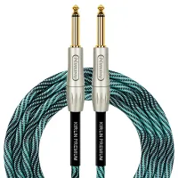 Kirlin IWB-202PFGL 6M WBT Шнур гитарный JACK 1/4"(прямой) ⇔ JACK 1/4"(угловой), 6 м, бирюзовая волна