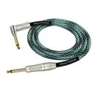 Kirlin IWB-202PFGL 3M WBT Шнур гитарный JACK 1/4"(прямой) ⇔ JACK 1/4"(угловой), 3 м, бирюзовая волна