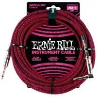 Ernie Ball 6062 Шнур инструментальный JACK 1/4" (прямой) ⇔ JACK 1/4" (угловой), 7.6м, черный/красный