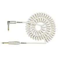 Kirlin IPK-222PFGL 9.1M WHE Шнур гитарный витой JACK 1/4"(прямой) ⇔ JACK 1/4"(угловой), 9.1м., белый