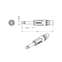 Amphenol ACPM-KB-AU Разъем кабельный Jack 1/4"(male), mono, прямой, чёрный