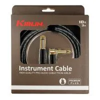 Kirlin IWB-202BEGL 6M BM Шнур гитарный JACK 1/4"(прямой) ⇔ JACK 1/4"(угловой), 6 метров, черн/серебр