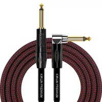 Kirlin IWB-202BFGL 6M BR Шнур гитарный JACK 1/4"(прямой) ⇔ JACK 1/4"(угловой), 6 метров, черн/красн
