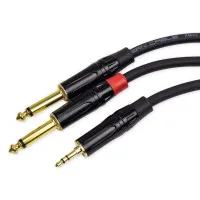 KUPFERN KFYC04-1M Шнур аудио mini-JACK 1/8"(male) stereo ⇔ 2хJACK 1/4"(male) mono, длина 1 метр