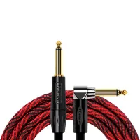 Kirlin IWB-202BFGL 3M WBR Шнур гитарный JACK 1/4"(прямой) ⇔ JACK 1/4"(угловой), 3м., красная волна