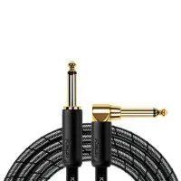 Kirlin IWB-202BEGL 6M BM Шнур гитарный JACK 1/4"(прямой) ⇔ JACK 1/4"(угловой), 6 метров, черн/серебр