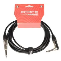 FORCE FGC-09/3L Шнур инструментальный Jack 1/4"(прямой) ⇔ Jack 1/4"(угловой), 3 метра