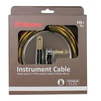 Kirlin IWB-202BFGL 3M WBO Шнур гитарный JACK 1/4"(прямой) ⇔ JACK 1/4"(угловой), 3м, золотая волна