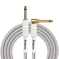 Kirlin IWB-202WEGL 3M WT Шнур гитарный JACK 1/4"(прямой) ⇔ JACK 1/4"(угловой), 3 метра, ч/б клетка